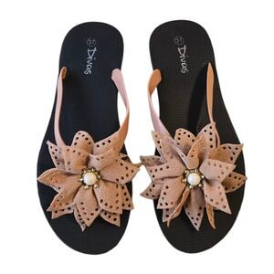 3 for $5 Divas Floral Sandals with Pearl Accent 6